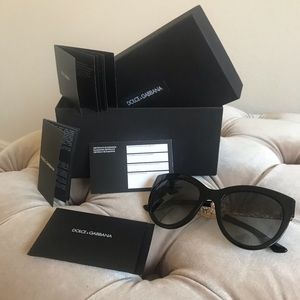 Dolce & Gabbana Cat Eye Sunglasses with Golden Arm